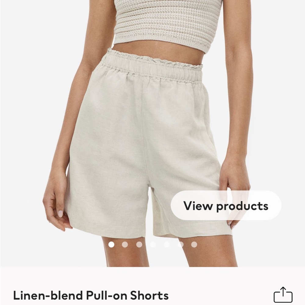 Linen blend shorts, beige - size medium